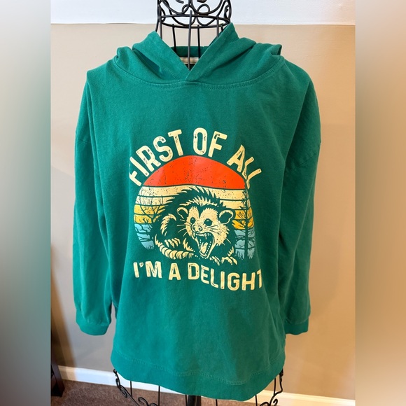 Green Opossum Funny Graphic Women's Hoodie size S - Picture 1 of 6